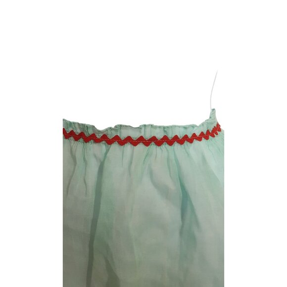 Vintage 50s 60s Half Apron Sheer Mint Green Rick Rack Trim Party Entertaining - Picture 6 of 6
